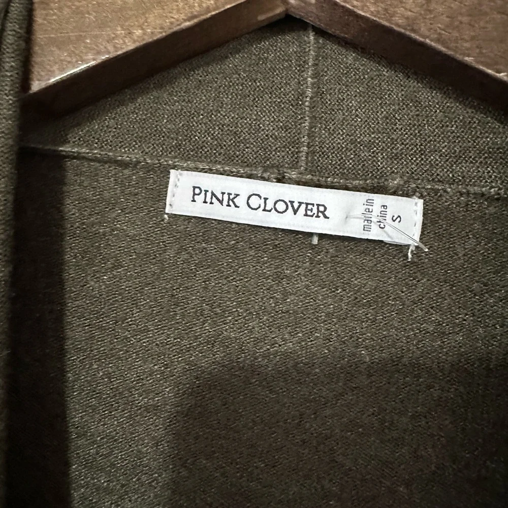Pink Clover Olive Open-Front Cardigan - Picture 4 of 7